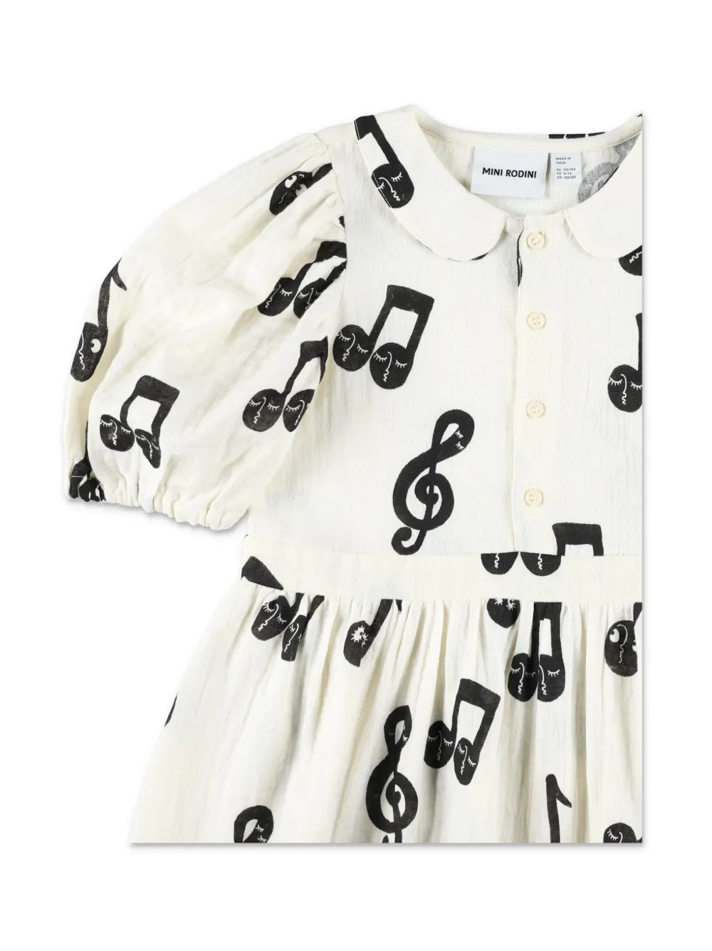 Mini Rodini Jurk met muzieknoot-print Wit