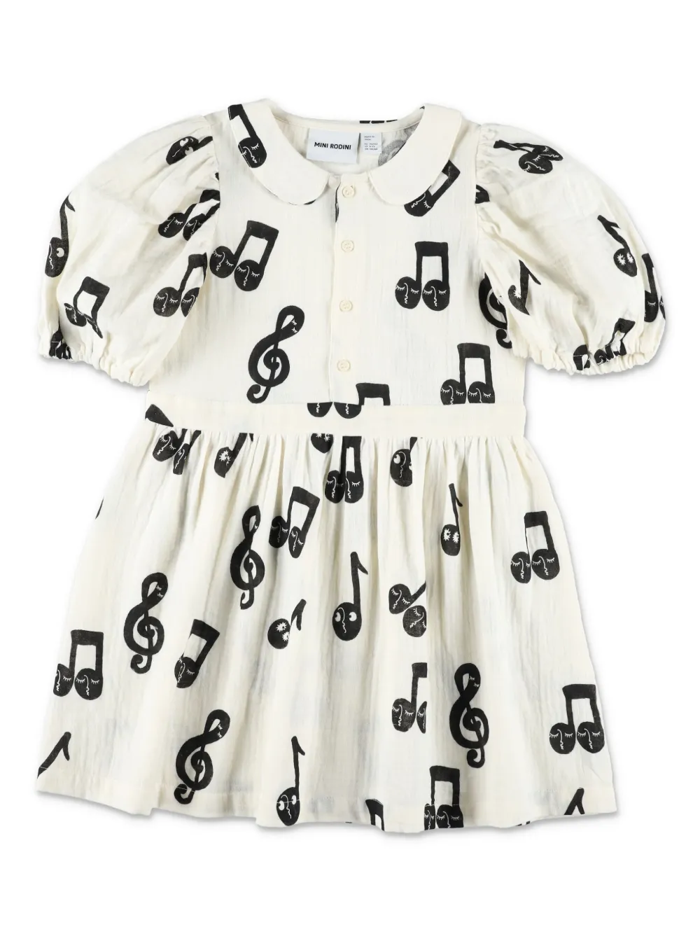 Mini Rodini Jurk met muzieknoot-print Wit