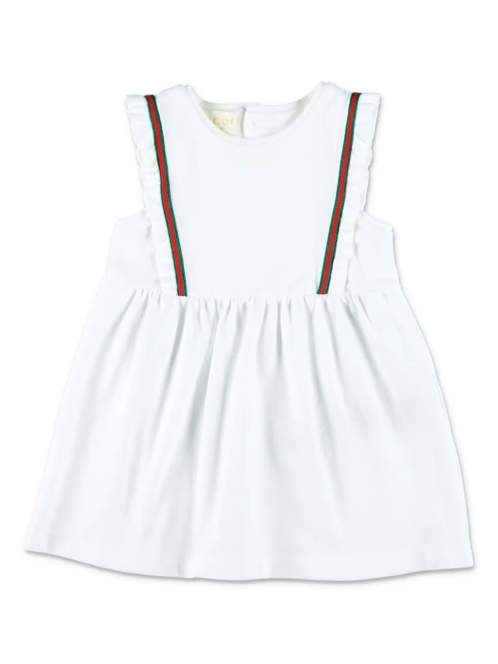 Gucci Kids ウェブストライプ ワンピース - ホワイト Gucci Kids ウェブストライプ ワンピース - ホワイト