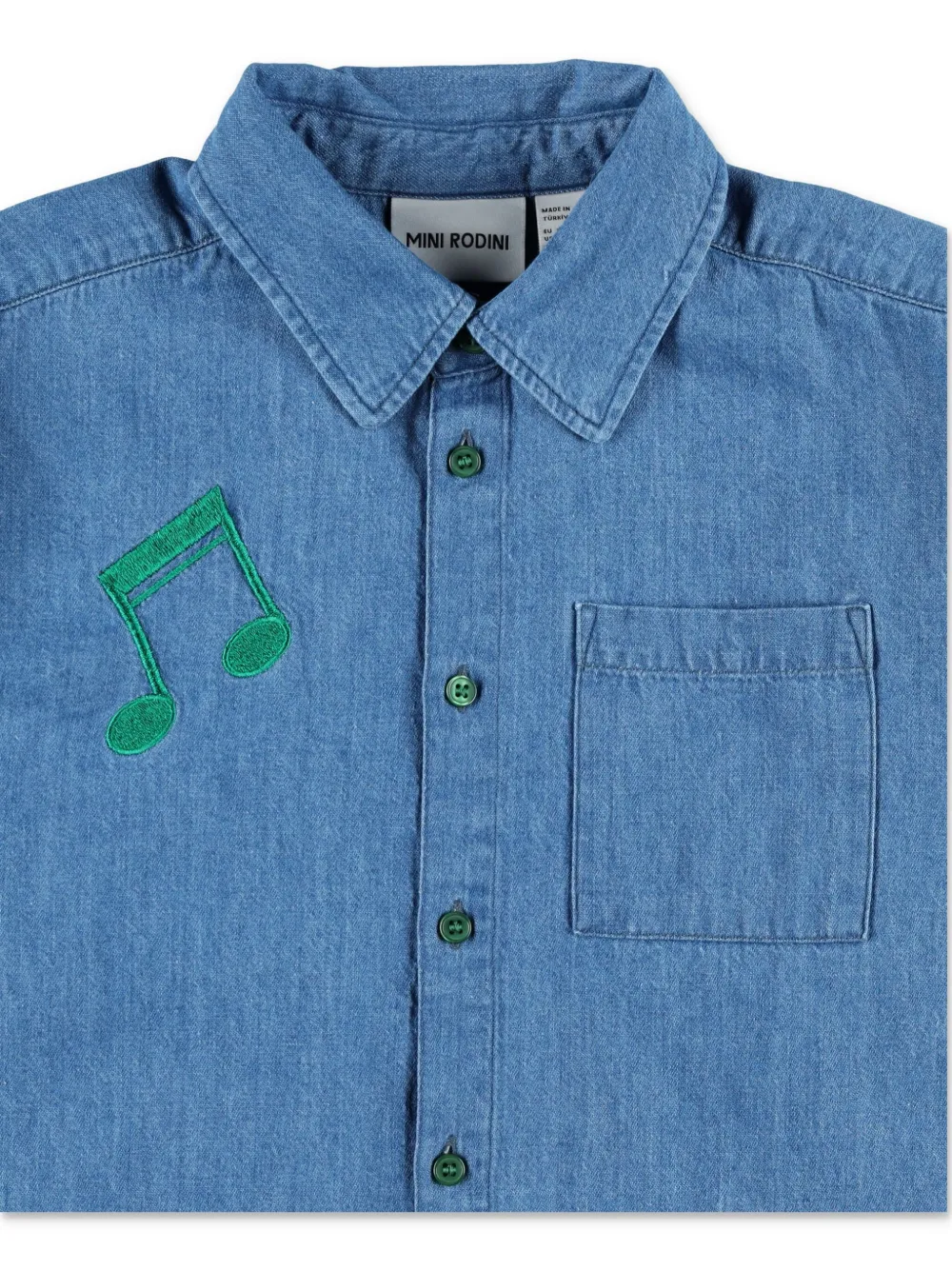 Mini Rodini Shirt met geborduurde muzieknoot Blauw