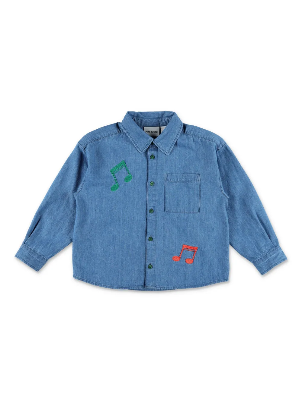 Mini Rodini Shirt met geborduurde muzieknoot Blauw