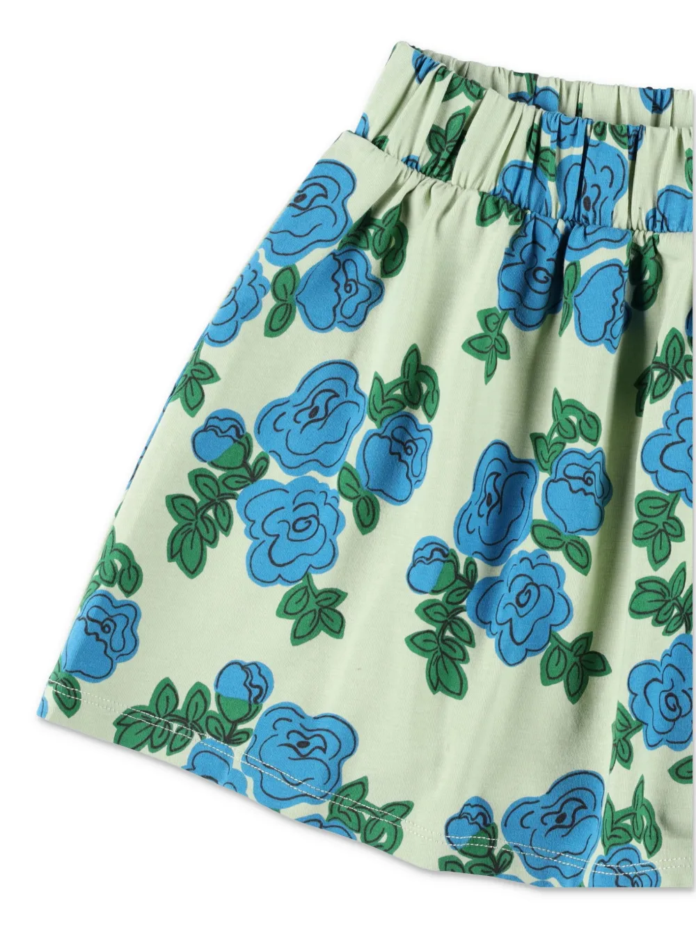Shop Mini Rodini Rose-print Skater Skirt In Blue