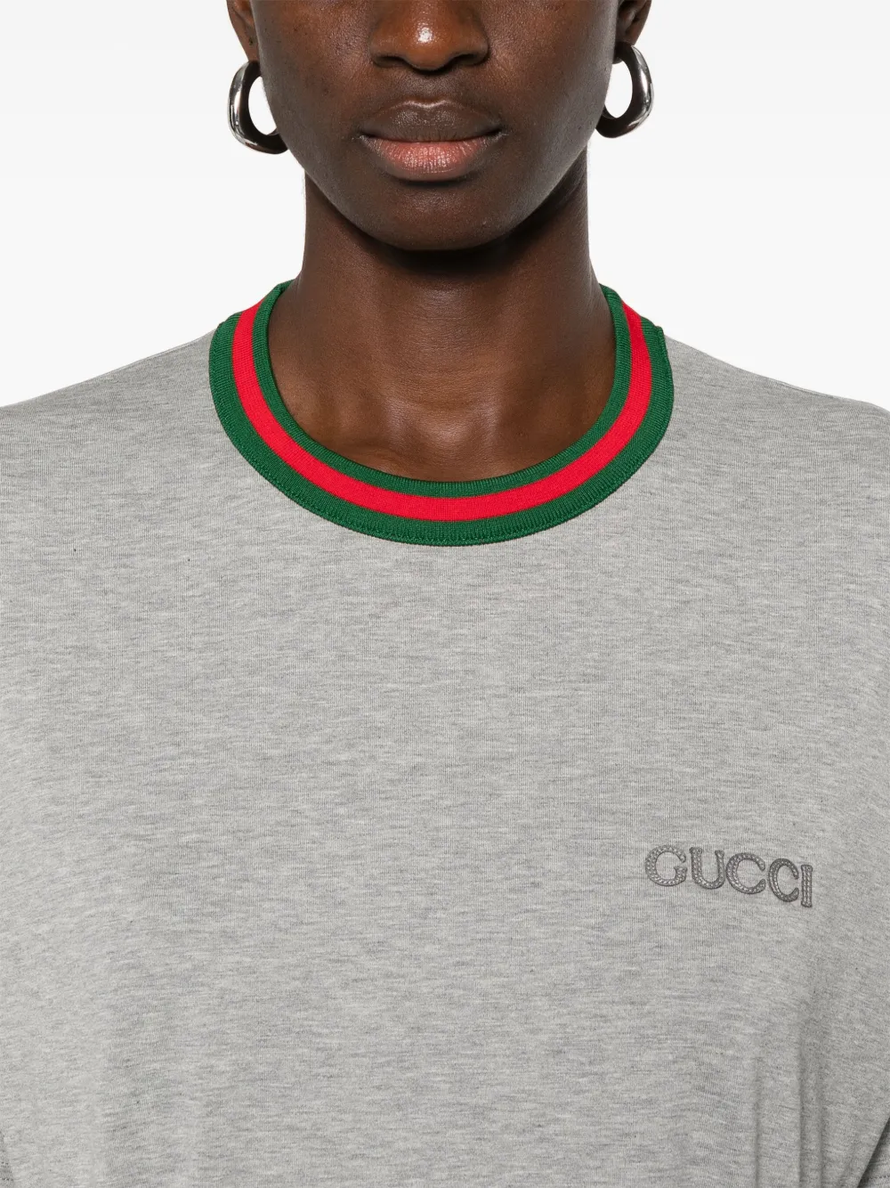 Gucci Jersey T-shirt met Web-streep Grijs