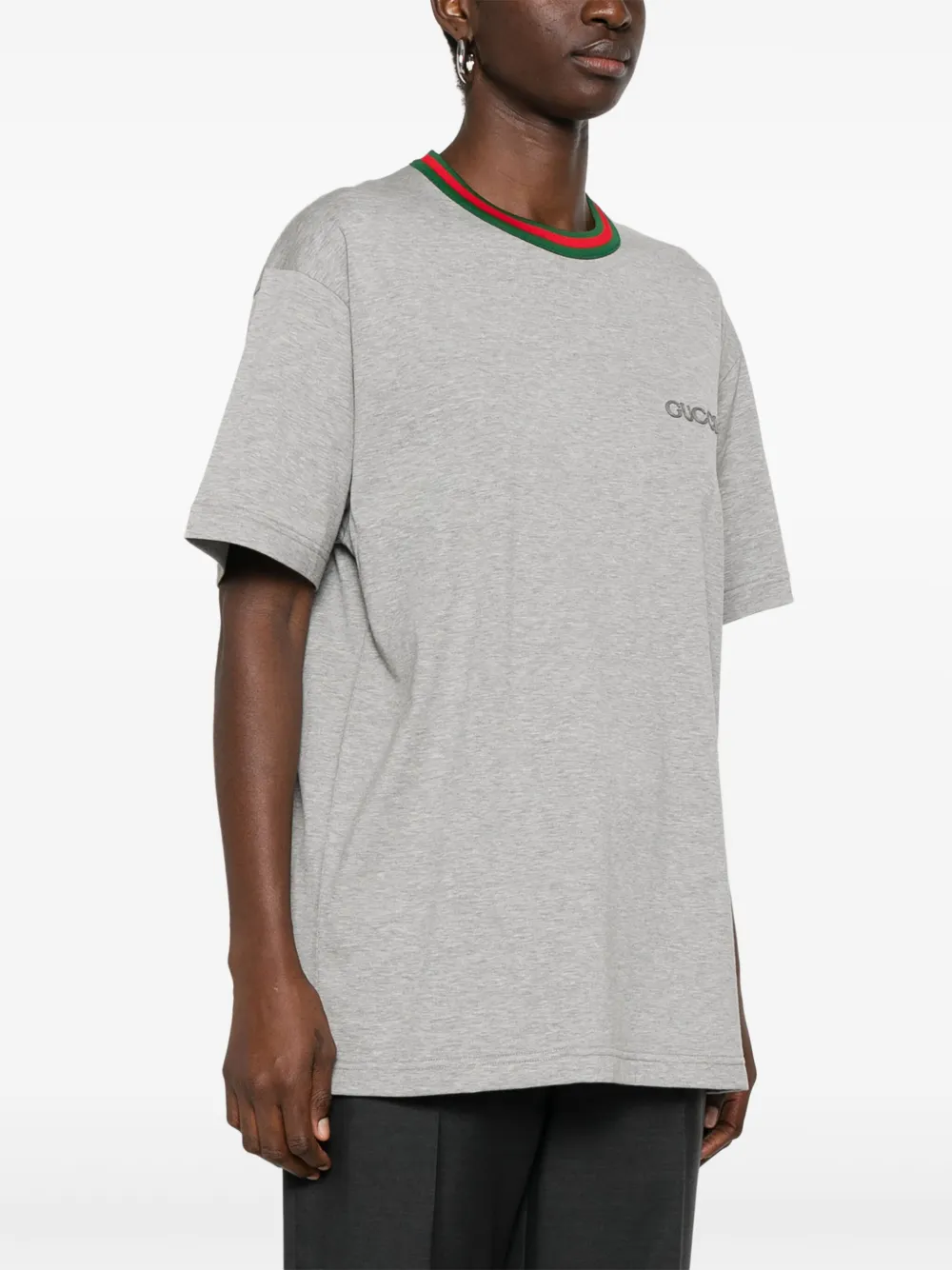 Gucci Jersey T-shirt met Web-streep Grijs