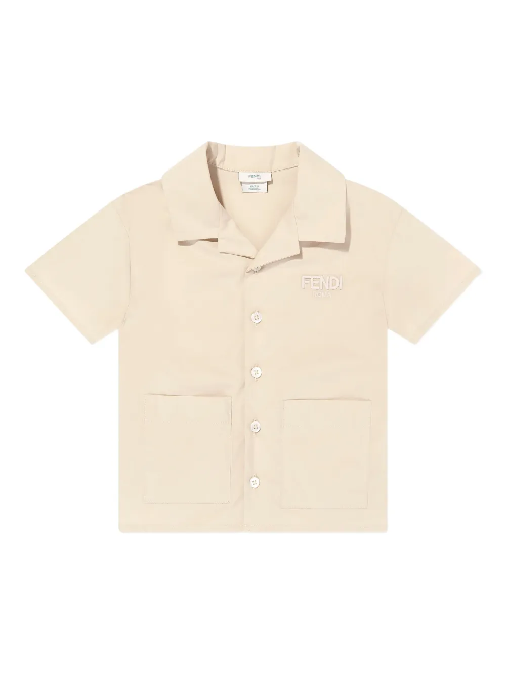 Fendi Kids Shirt met geborduurd logo Beige