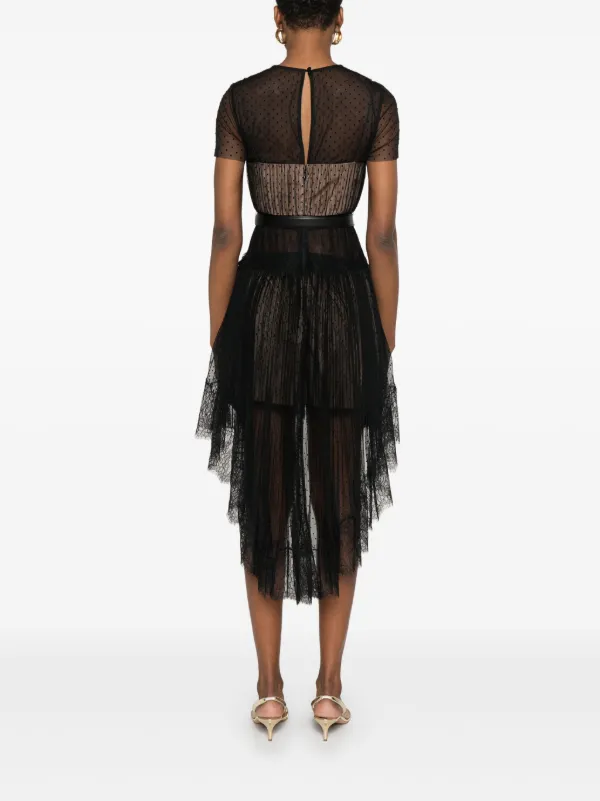 Self-Portrait dot-pattern Mesh Mini Dress | Black | FARFETCH