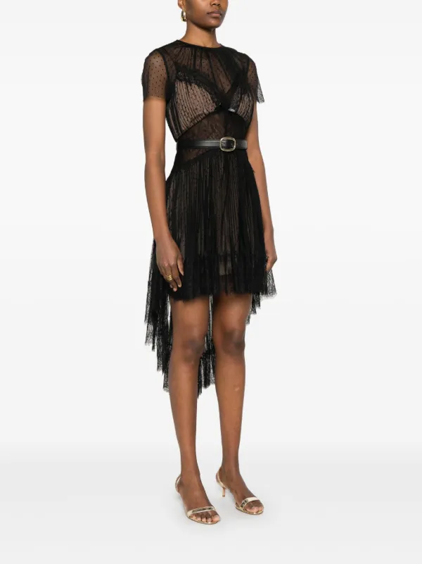 Self-Portrait dot-pattern Mesh Mini Dress | Black | FARFETCH