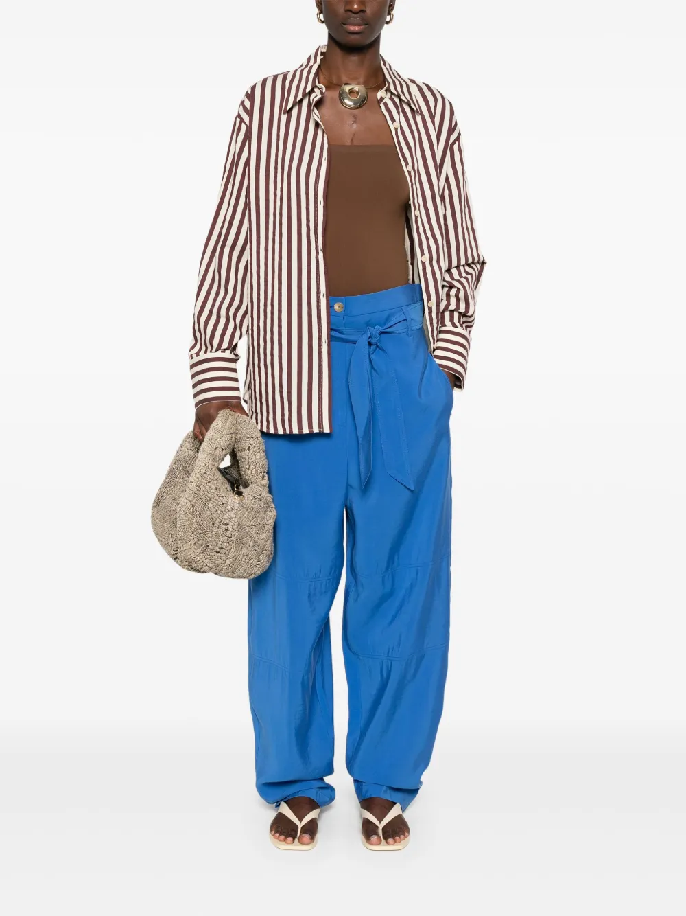 Alysi Gestreept blouse - Bruin