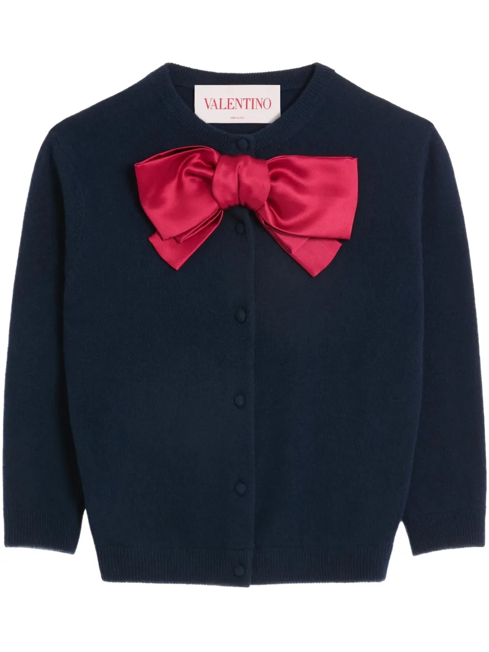 Shop Valentino Bow-detail Cardigan In Blau