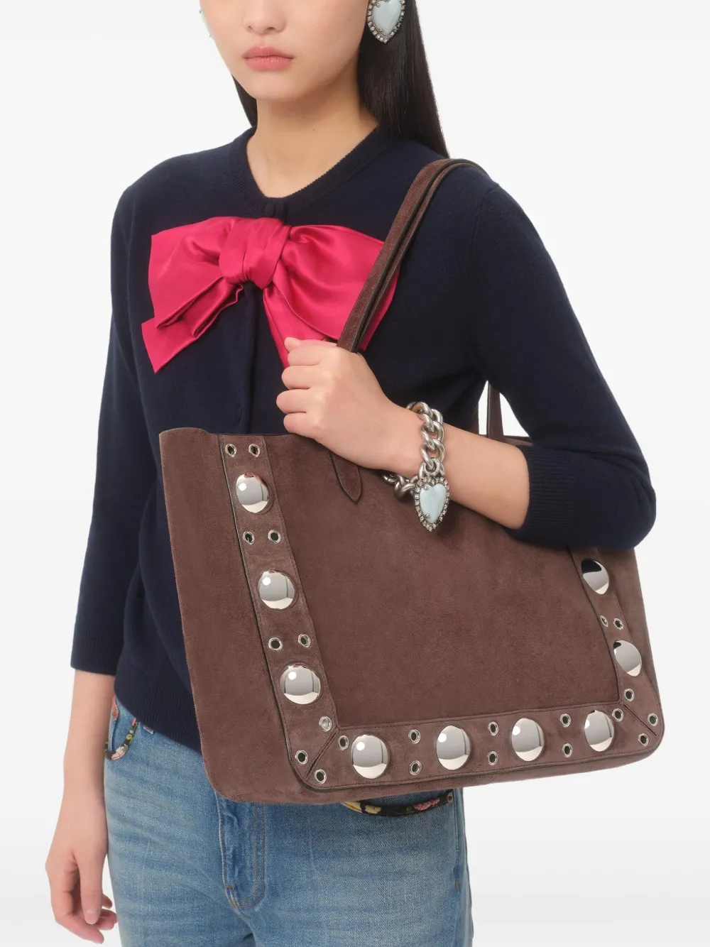 Shop Valentino Bow-detail Cardigan In Blau