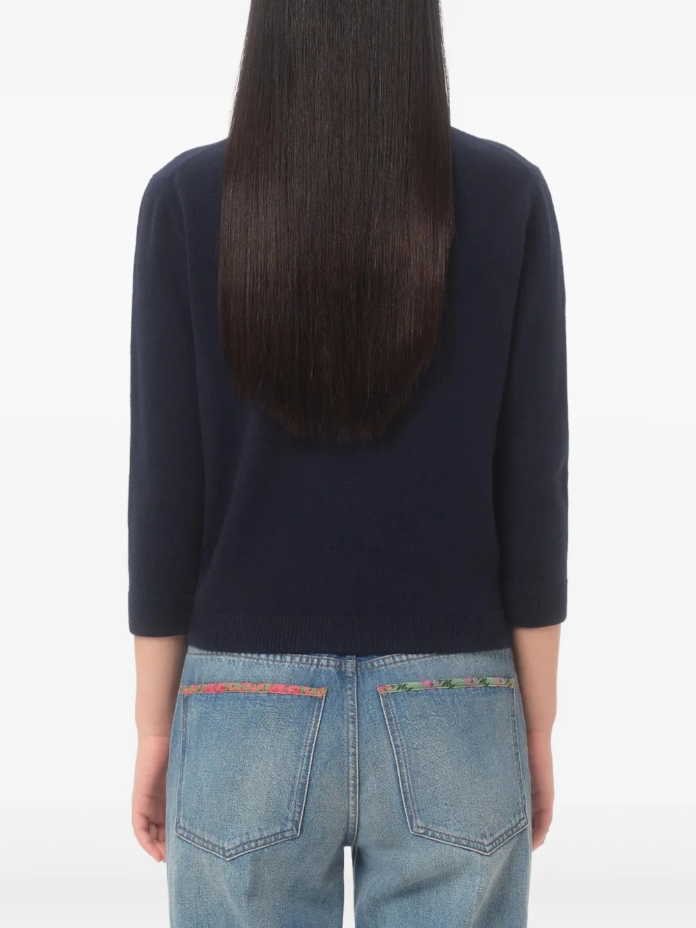 Shop Valentino Bow-detail Cardigan In Blau