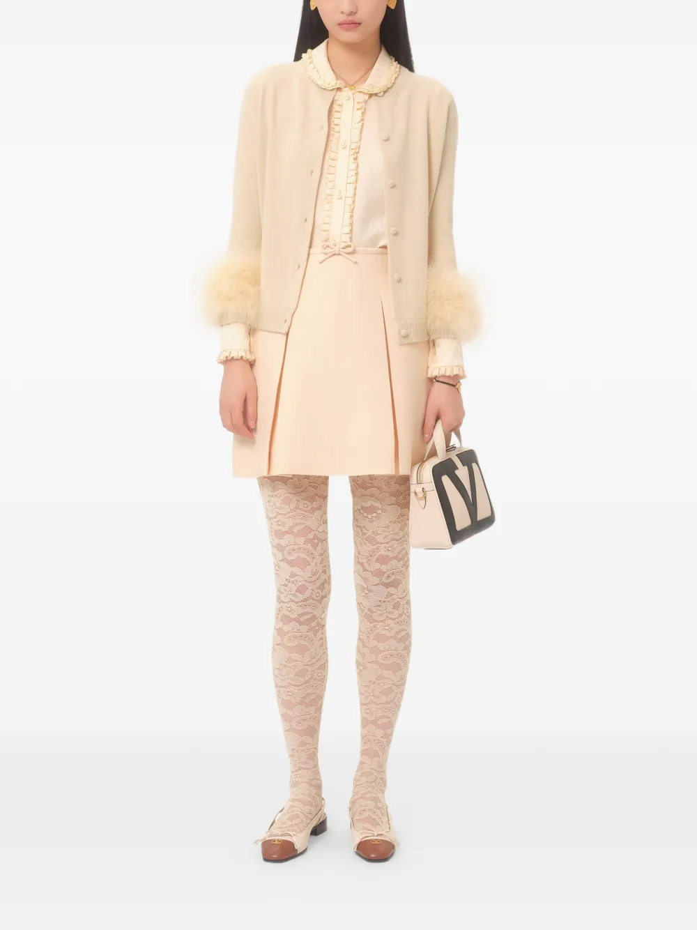  Valentino Garavani Feather-cuff Jacket - Neutrals 
