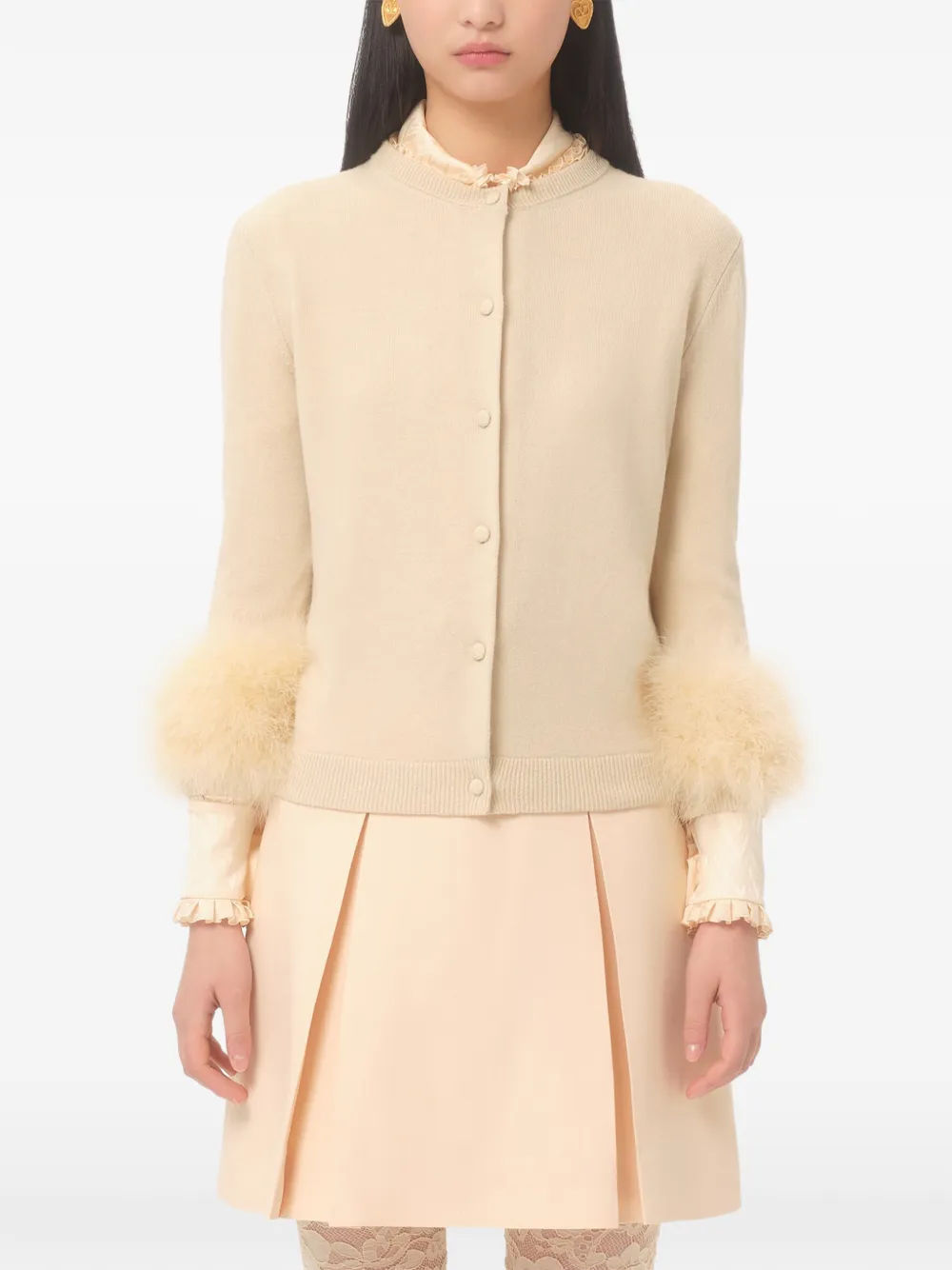  Valentino Garavani Feather-cuff Jacket - Neutrals 