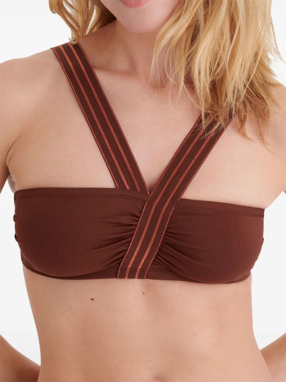 Eres Rendez-vous Ruched Strap Bikini Top In Brown