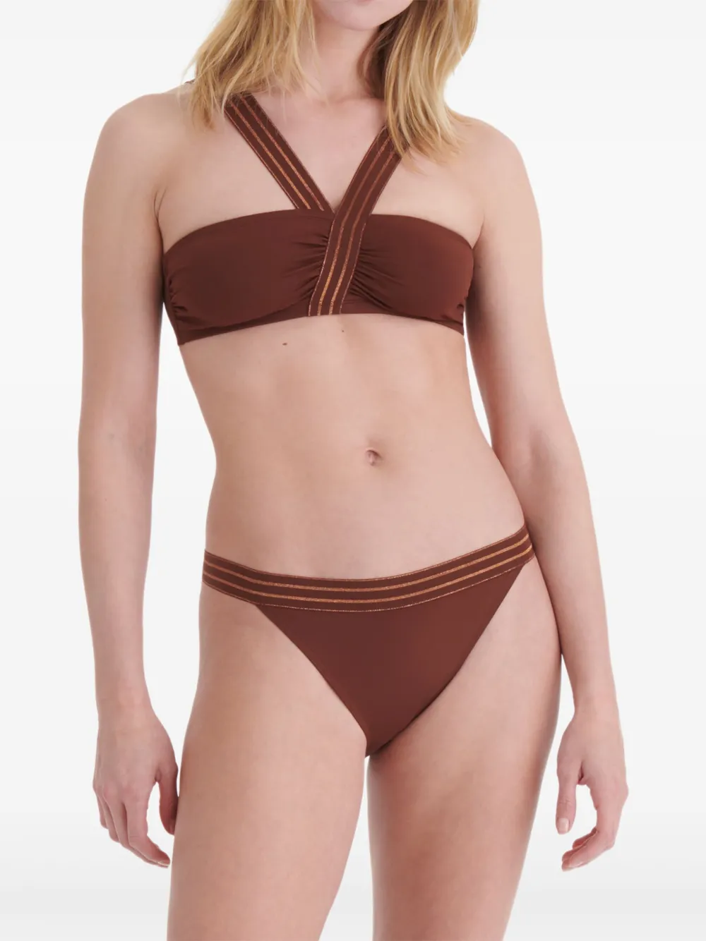 Eres Rendez-vous Ruched Strap Bikini Top In Brown