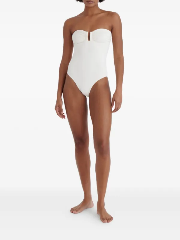 white bandeau swimming costume