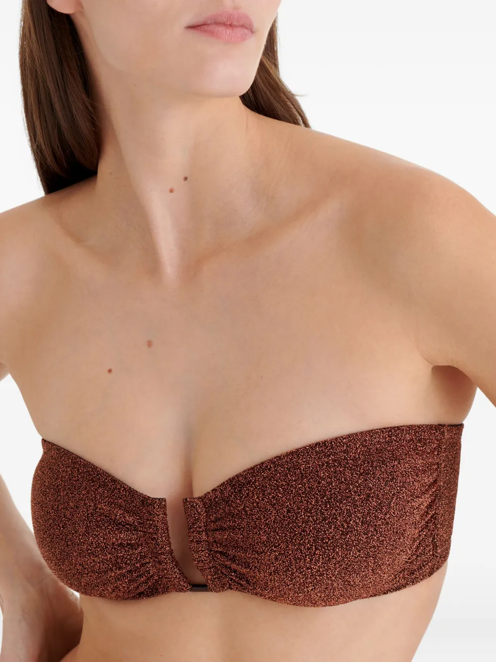 ERES Flamboyant bandeau bikinitop met ruches Bruin