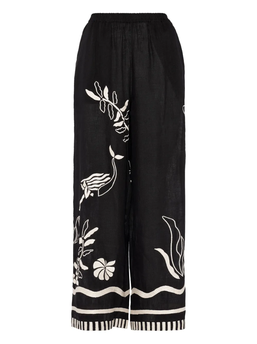 ERES Broek met bloemenprint en wijde pijpen Zwart
