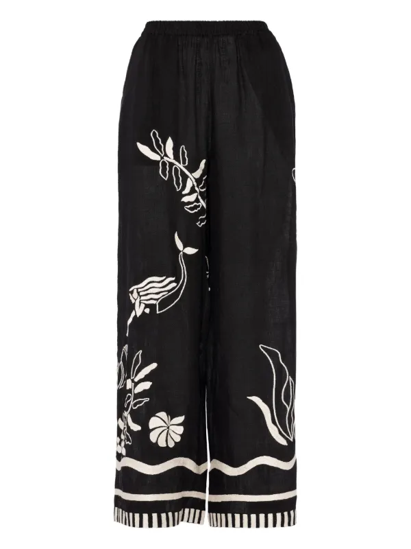 Eres Octopus Wide-leg Trousers in Black