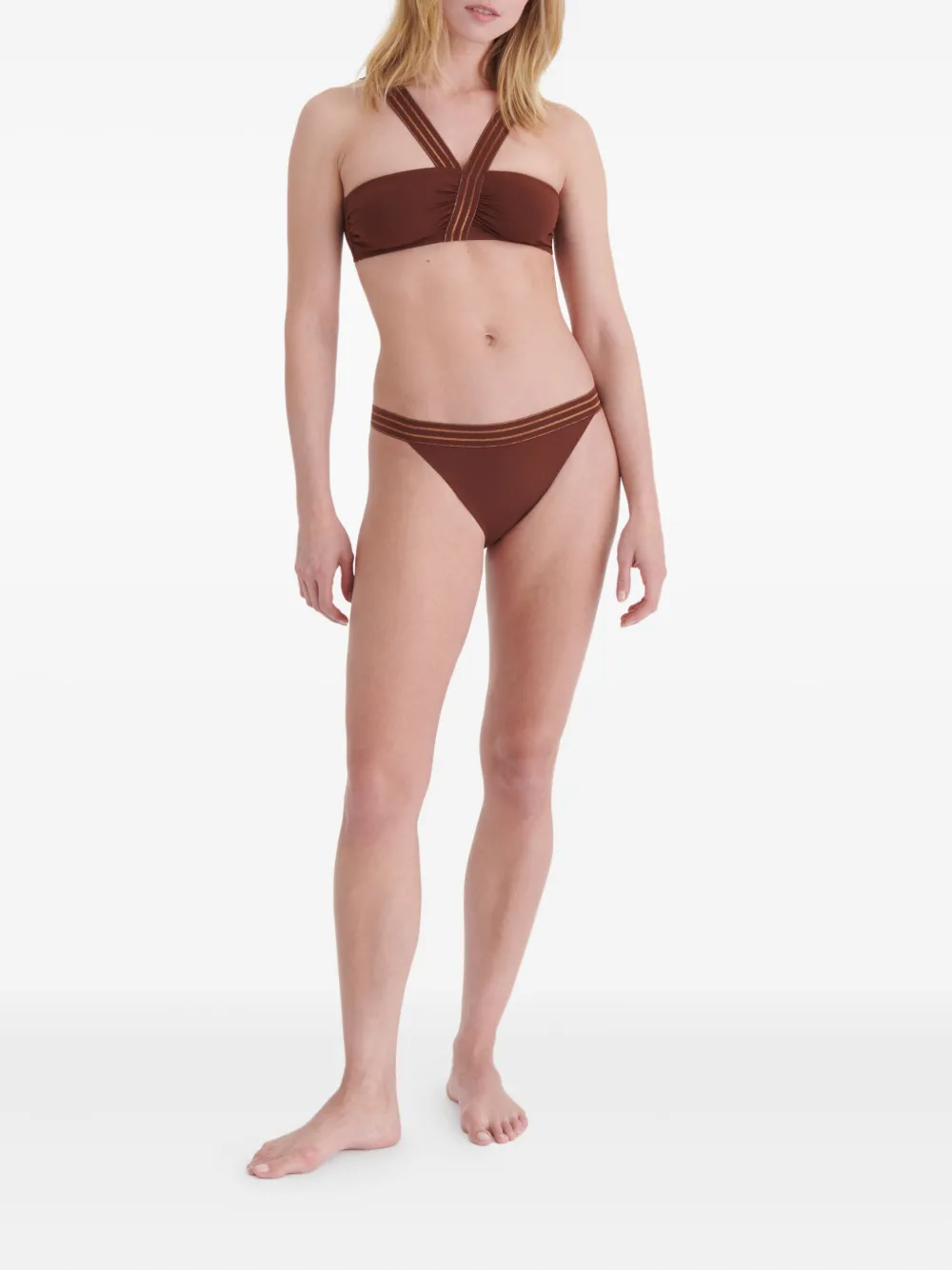 Eres Rayonnant Striped Bikini Bottoms In Brown