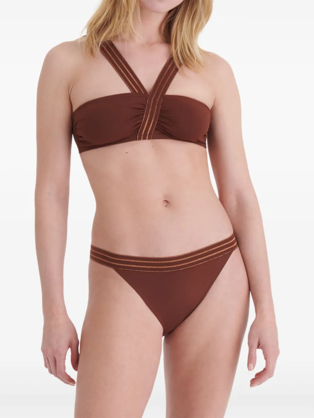 Eres Rayonnant Striped Bikini Bottoms In Brown