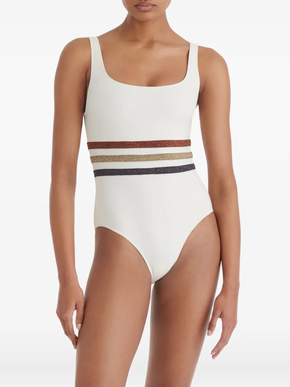 ERES Radieux badpak met gestreepte tailleband Wit