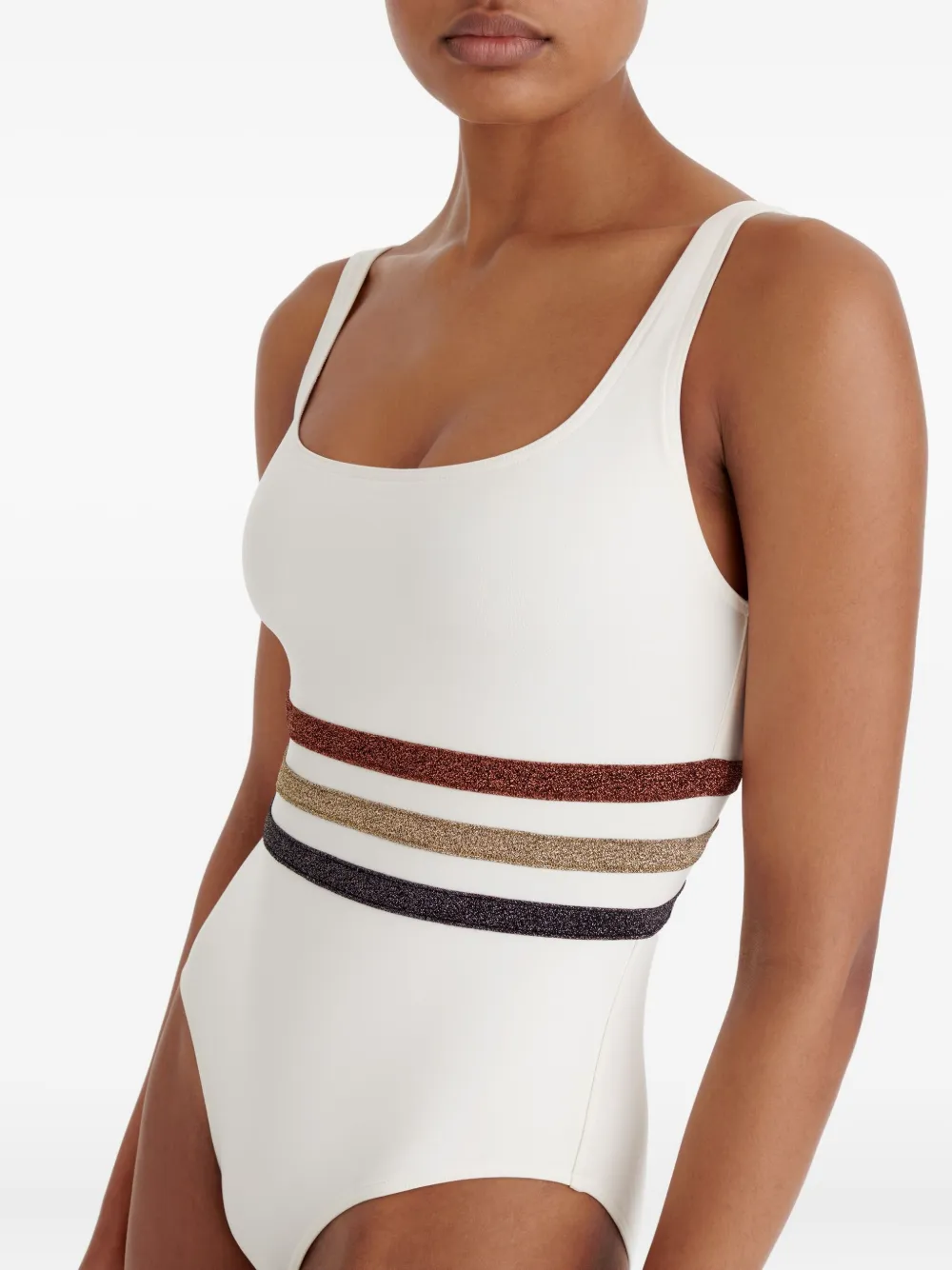 ERES Radieux badpak met gestreepte tailleband Wit