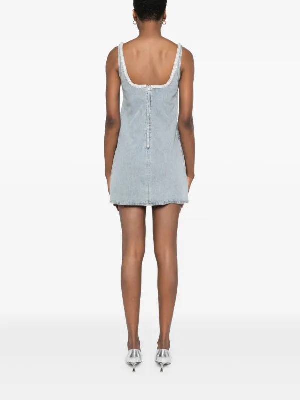 Self-Portrait Bow Denim Mini Dress | Blue | FARFETCH