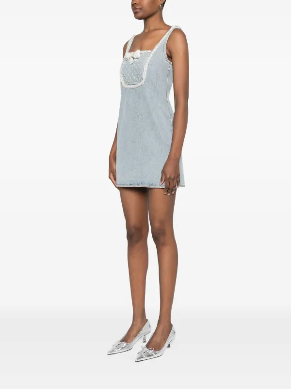 Self-Portrait リボン デニムミニドレス | ブルー | FARFETCH JP