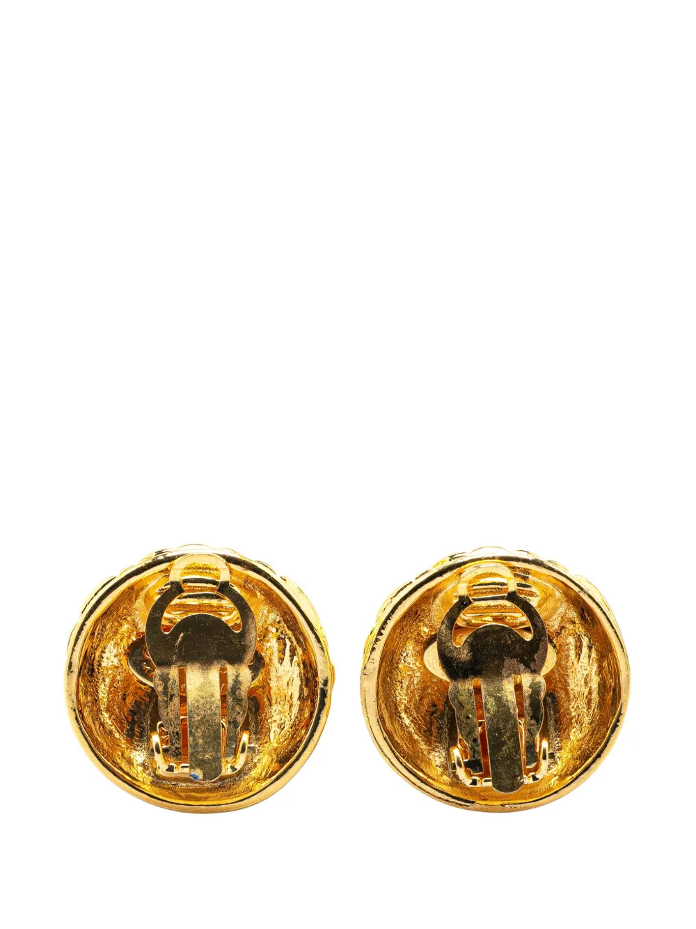 CHANEL Pre-Owned 1980-1990 Gold Plated CC Quilted Clip On Earrings costume earrings - Goud