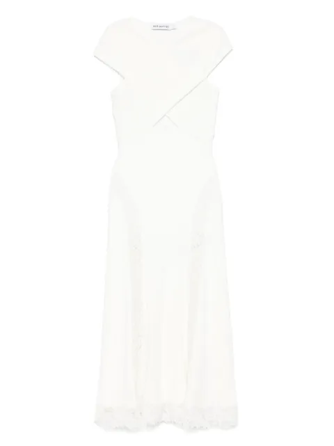 Self-Portrait lace-insert knitted midi dress