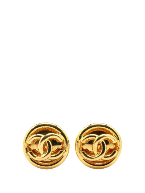 CHANEL Pre-Owned 1993 Gold Plated CC Clip On Earrings costume earrings