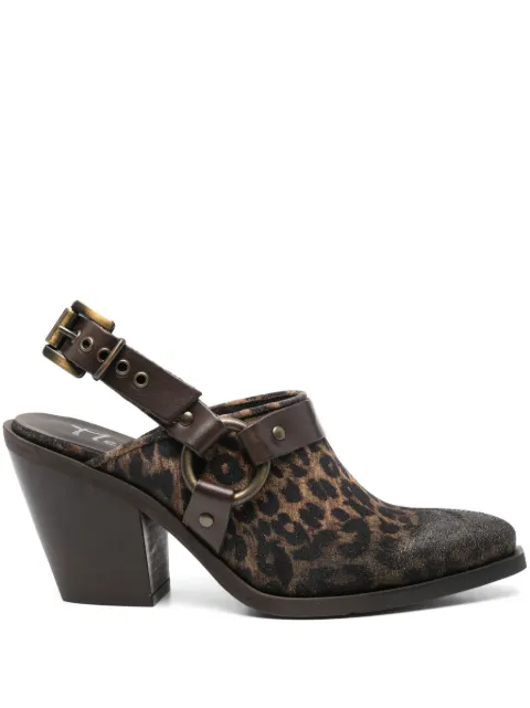 Metisse Mule com estampa de leopardo e salto 80mm