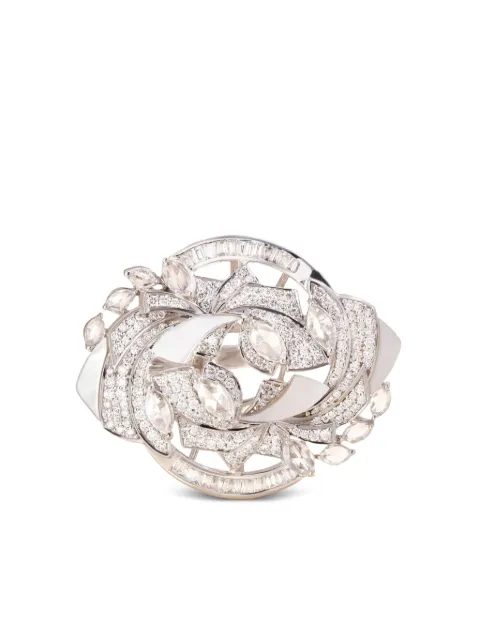 Ananya 18K white gold Mogra Aurora mother-of-pearl and diamonds ring