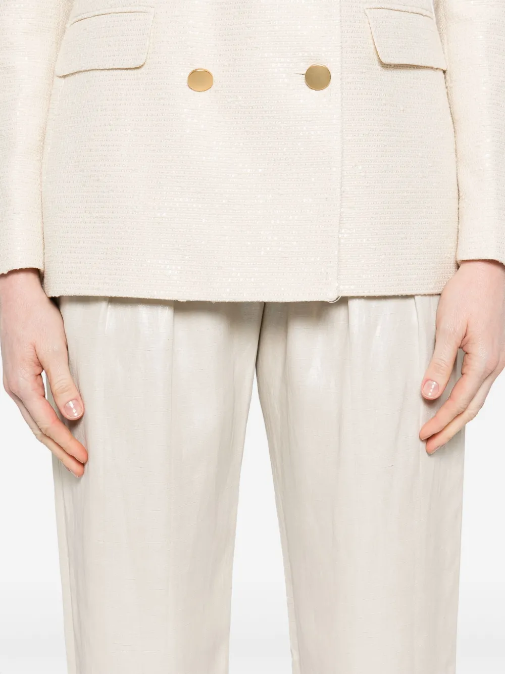 Giorgio Armani Broek met geplooid detail Beige