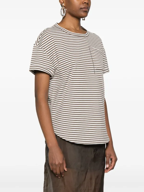 【送料&関税込】Brunello Cucinelli Striped Cotton Jersey T-s Brunello Cucinelli Striped Jersey T-shirt | Brown | FARFETCH