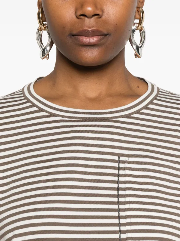 Tシャツ・カットソー BRUNELLO CUCINELLI Striped linen shirt (MM6860627 C108) Brunello Cucinelli Striped Jersey T-shirt | Brown | FARFETCH