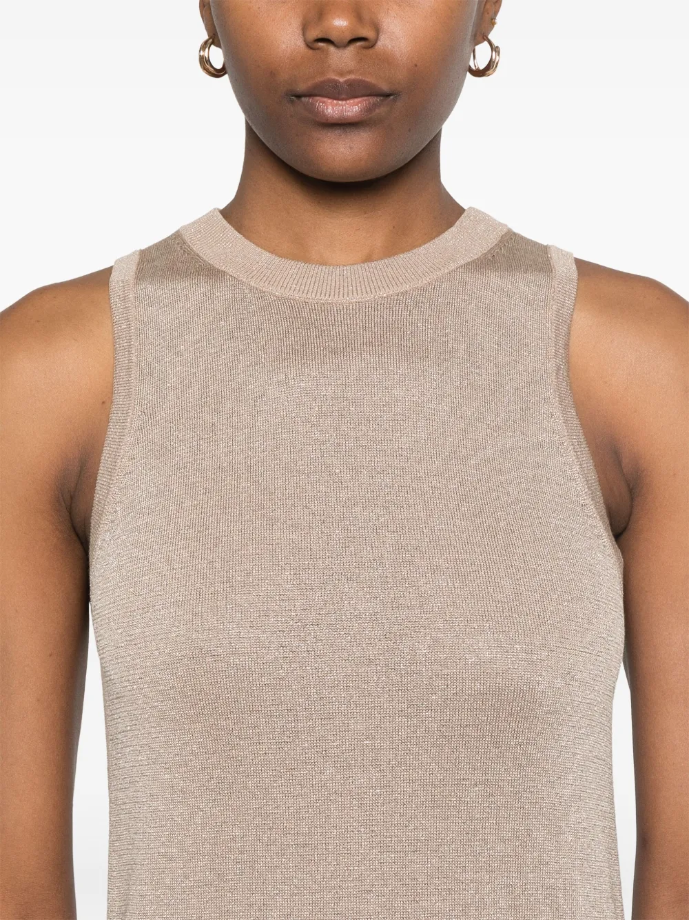 Shop Peserico Ribbed Maxi Dress In Brown