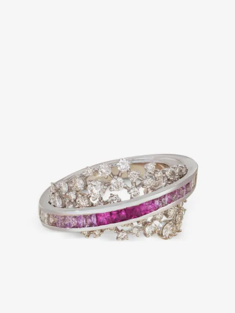 Ananya 18K white gold Scatter Energy diamond and sapphire ring