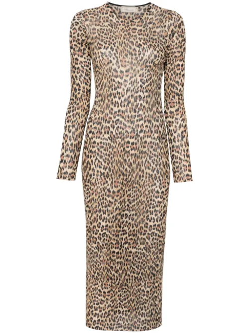 Robe mi-longue en maille à imprimé léopard - Blumarine - Modalova