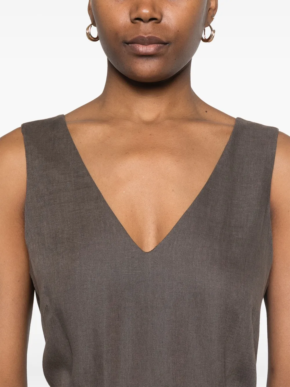 Shop Peserico Bead-detail Midi Dress In Brown