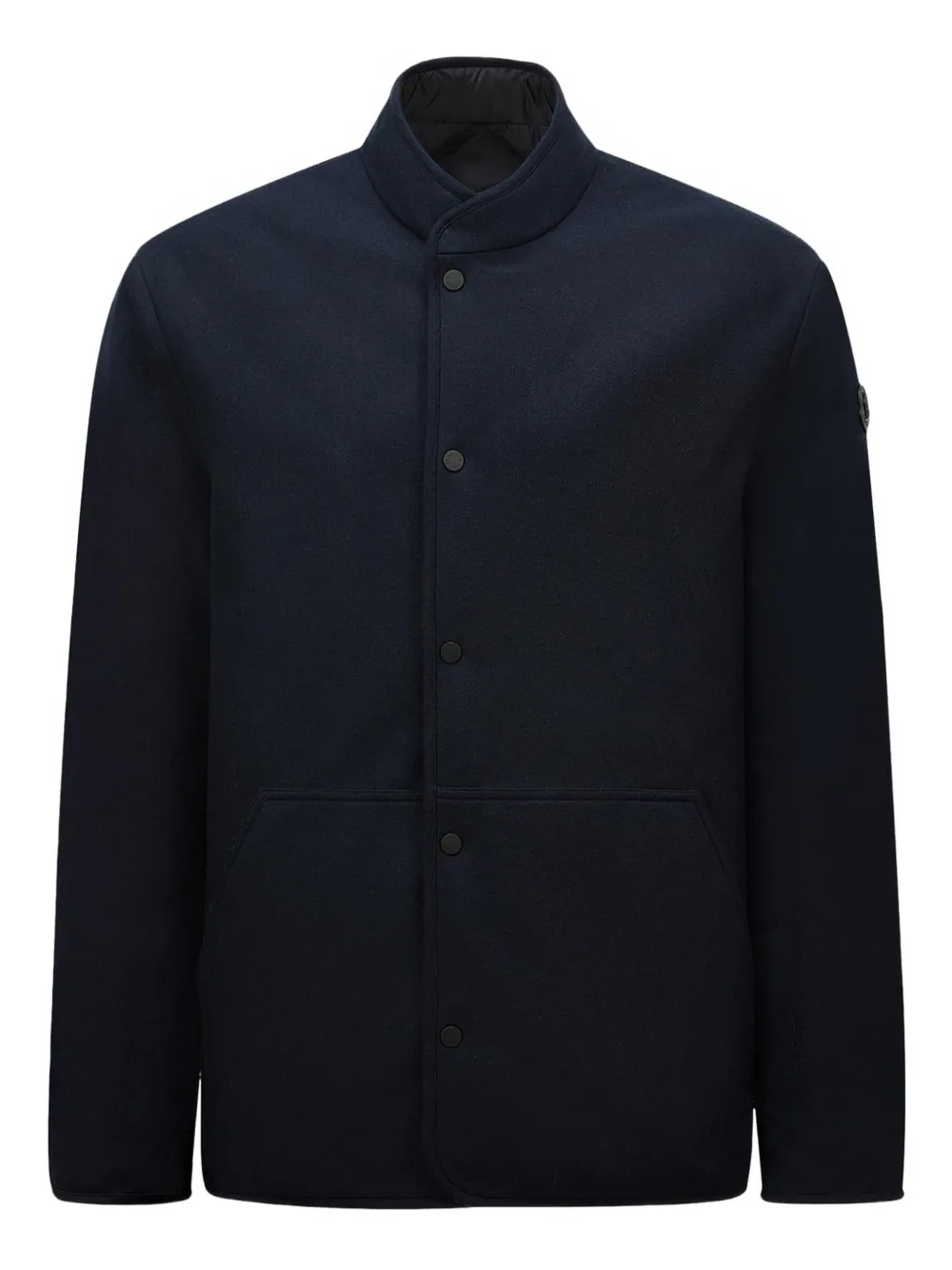 Moncler Reversible Cashmere Padded Jacket In Blue