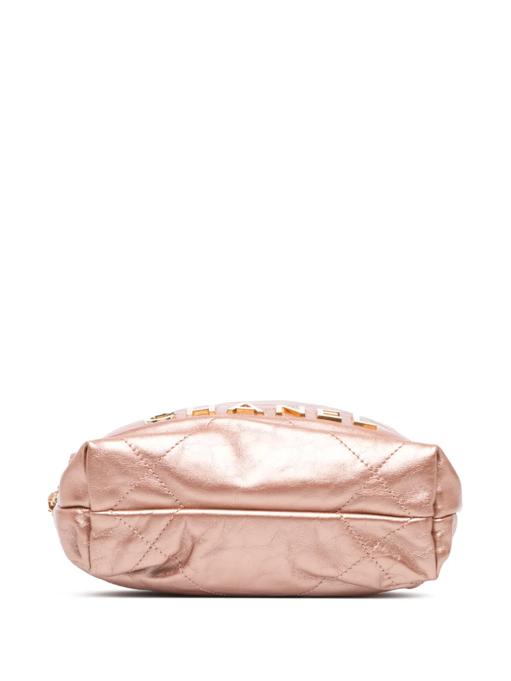 Pre-owned Chanel 2021-2024 Mini Metallic Quilted Calfskin 22 Satchel In Pink