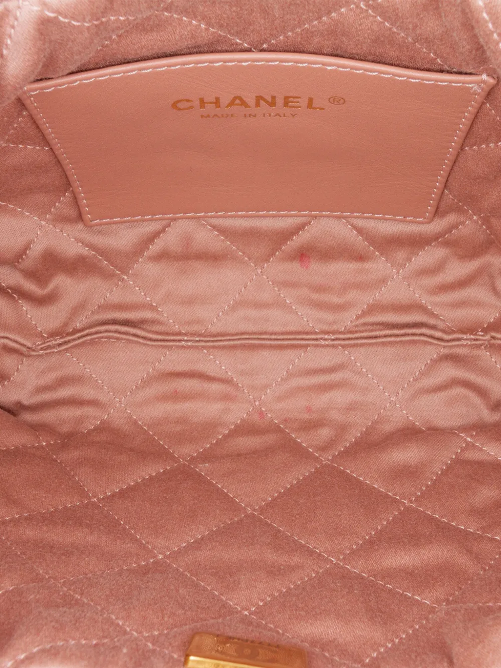 Pre-owned Chanel 2021-2024 Mini Metallic Quilted Calfskin 22 Satchel In Pink
