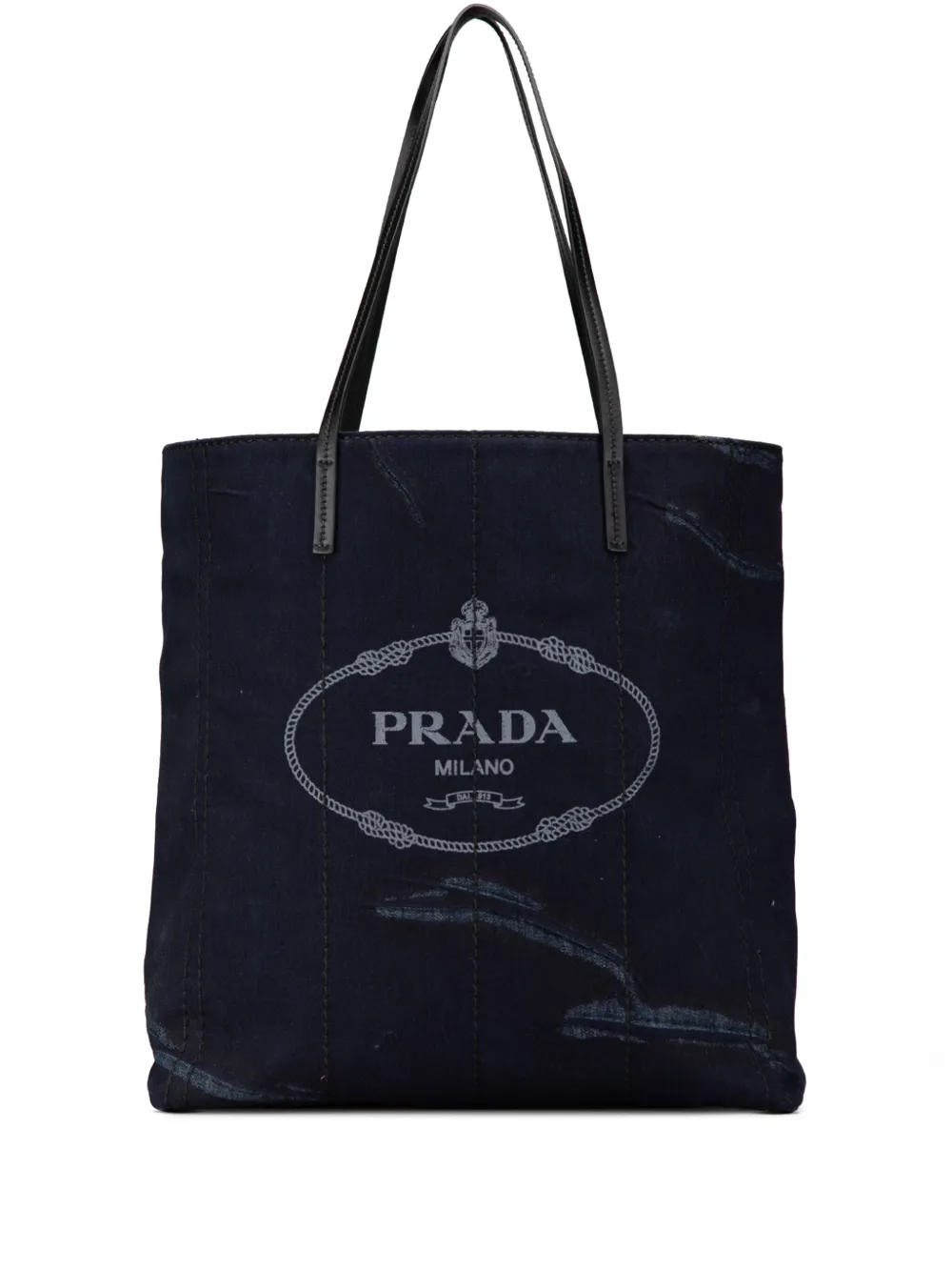 Prada Pre-Owned 2010-2024 Denim Mistolino Vitello Logo tote bag | Blue | Image 1
