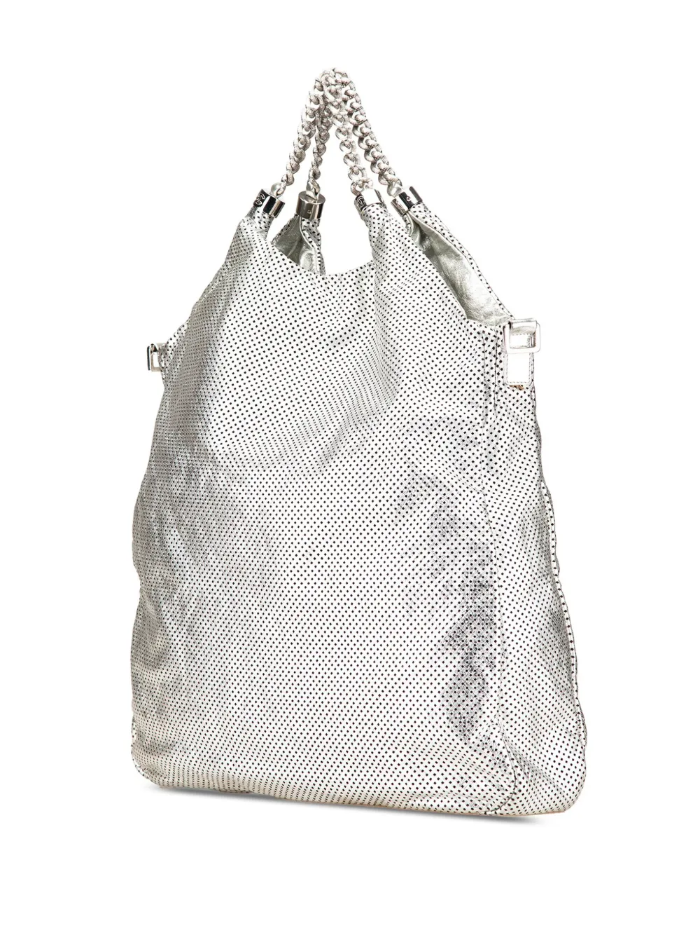 CHANEL Pre-Owned 2006-2008 Large Metallic Glazed Calfskin Perforated Rodeo Drive satchel - Zilver