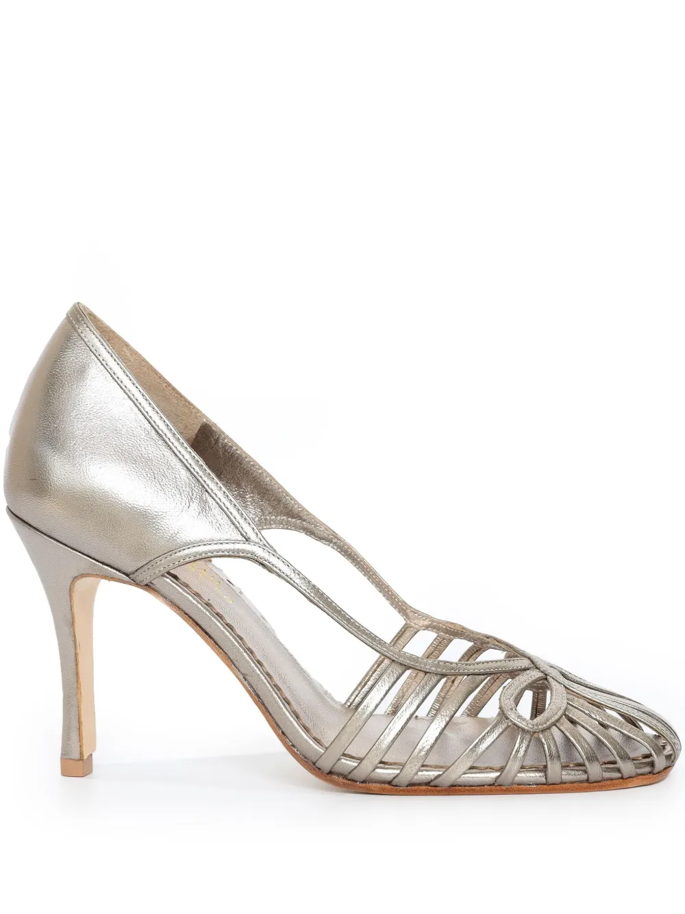 Sarah Chofakian 75mm Ghyph pumps Silver