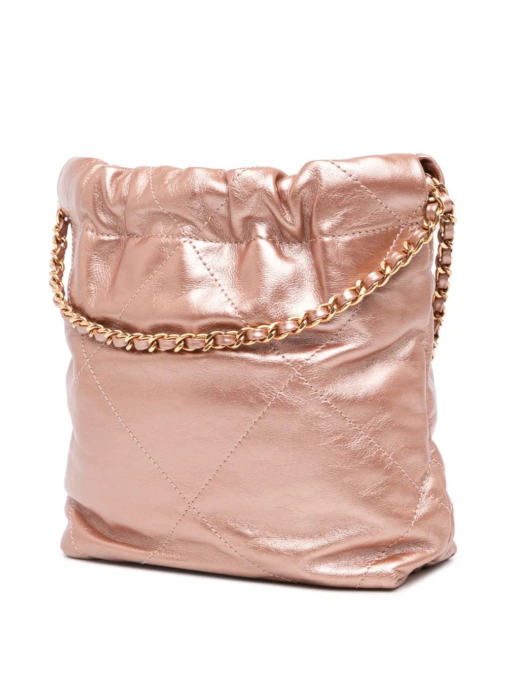CHANEL Pre-Owned 2021-2024 Mini Metallic Quilted Calfskin 22 satchel - Oranje