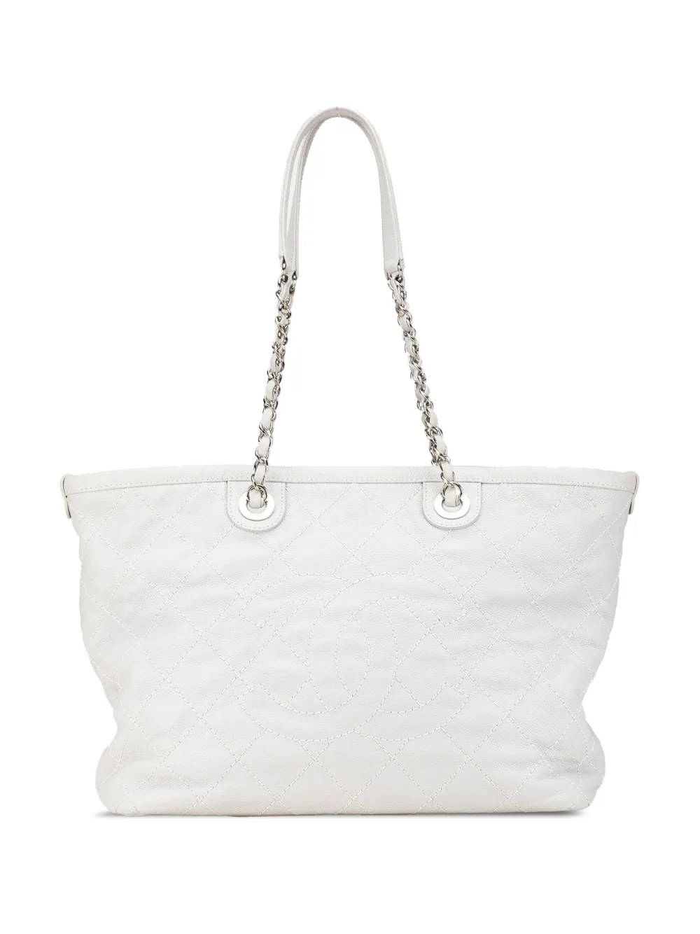 CHANEL Pre-Owned 2014-2015 スモール マトラッセ キャビア デイリーショッピング トートバッグ - グレー CHANEL Pre-Owned 2014-2015 スモール マトラッセ キャビア デイリーショッピング トートバッグ - グレー