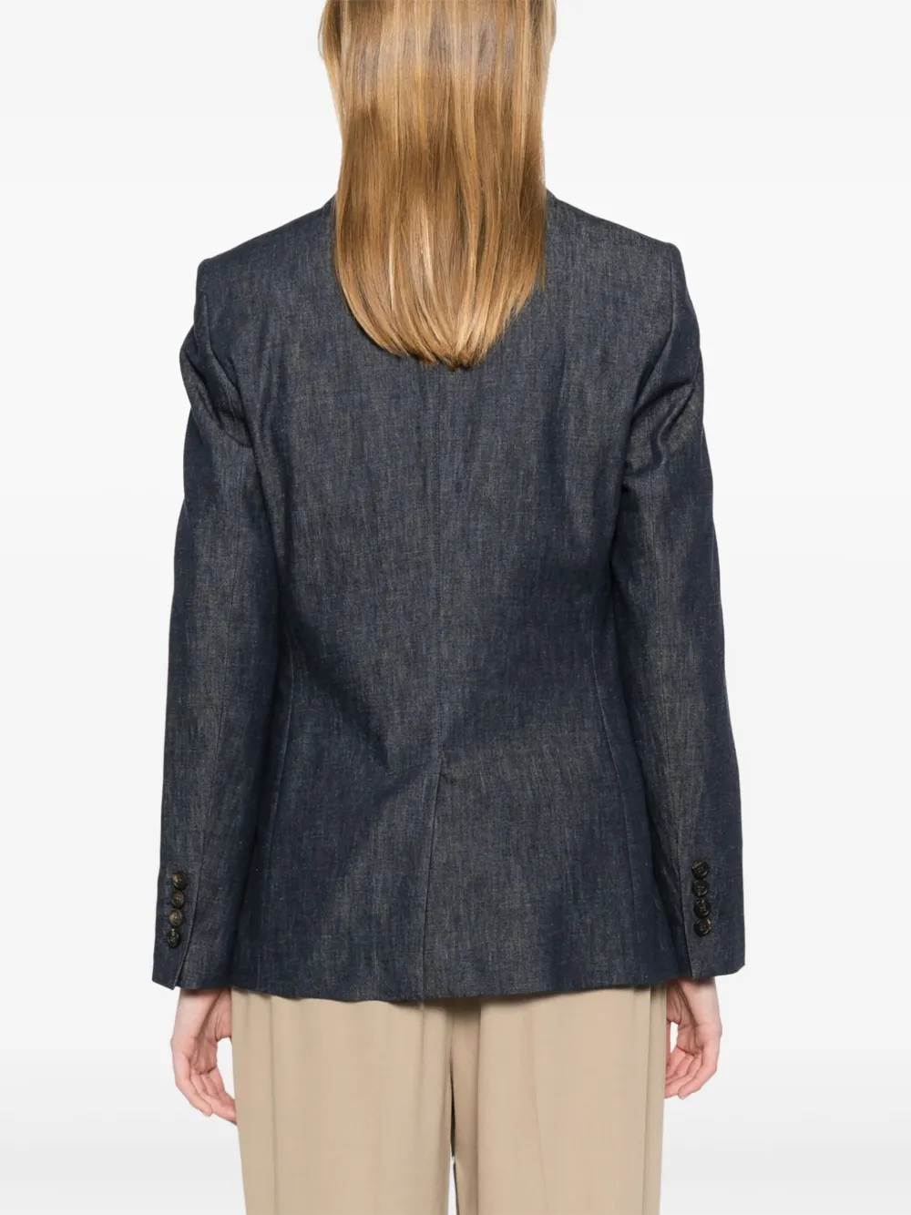 Brunello Cucinelli Chambray blazer Blauw